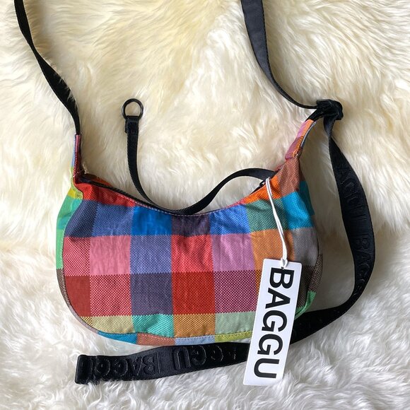 NWT Baggu Small Crescent Bag - Madras - Picture 1 of 6